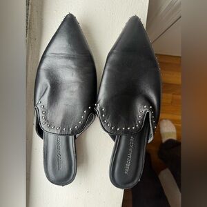 Rebecca Minkoff Black Leather Studded Mules